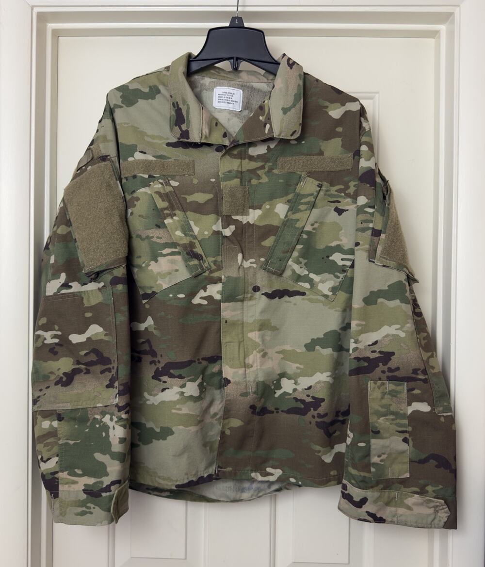 US Army Combat Uniform Jacket Mens Large ACU Camo Ripstop Military Coat